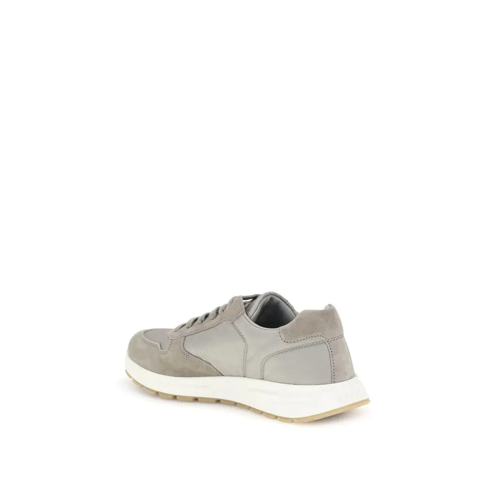 Prada Prax 01 Grey Re-Nylon Sneakers with Enameled Triangle Logo Prada