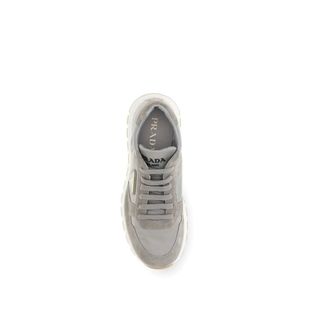 Prada Prax 01 Grey Re-Nylon Sneakers with Enameled Triangle Logo Prada