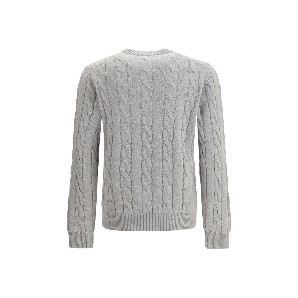 Aragona Cashmere Gray Braided Crewneck Sweater
