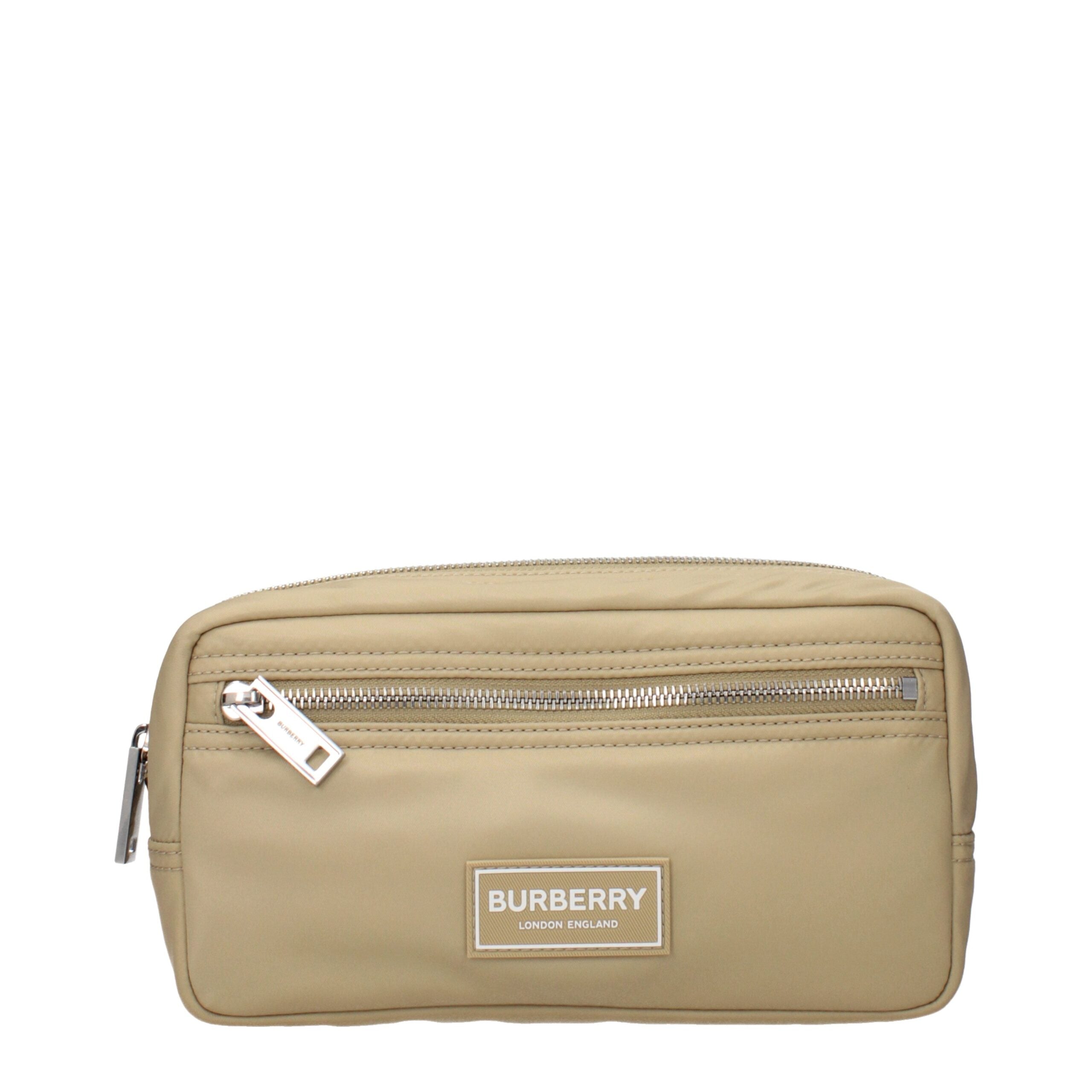 Burberry Nylon Clutch Bag – Beige Technisch Nylon met Zilverkleurige Details