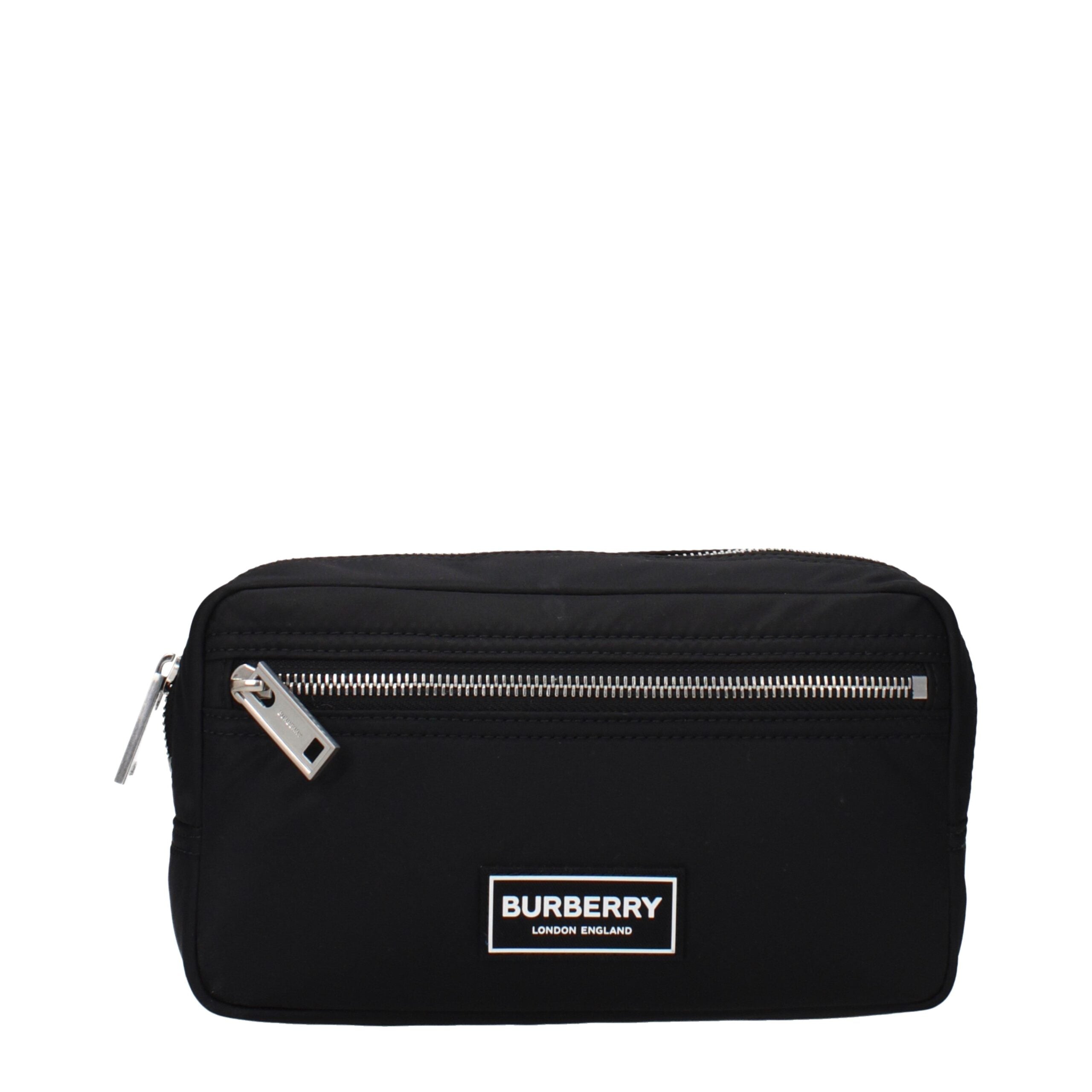 Burberry Marsh Nylon Clutch Bag – Zwart Technisch Nylon met Zilverkleurige Details