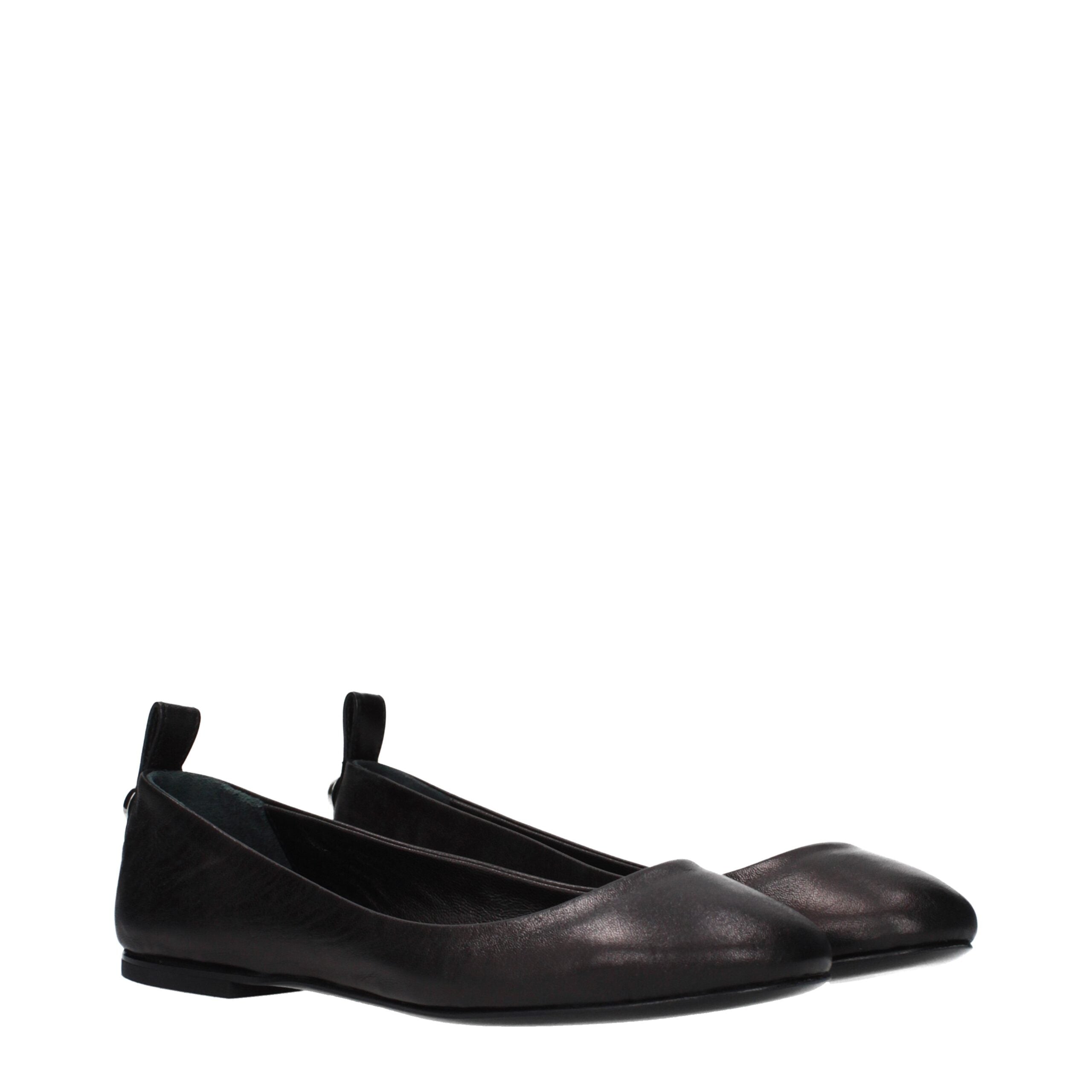 The Attico zwarte kalfsleer elegante balletschoenen