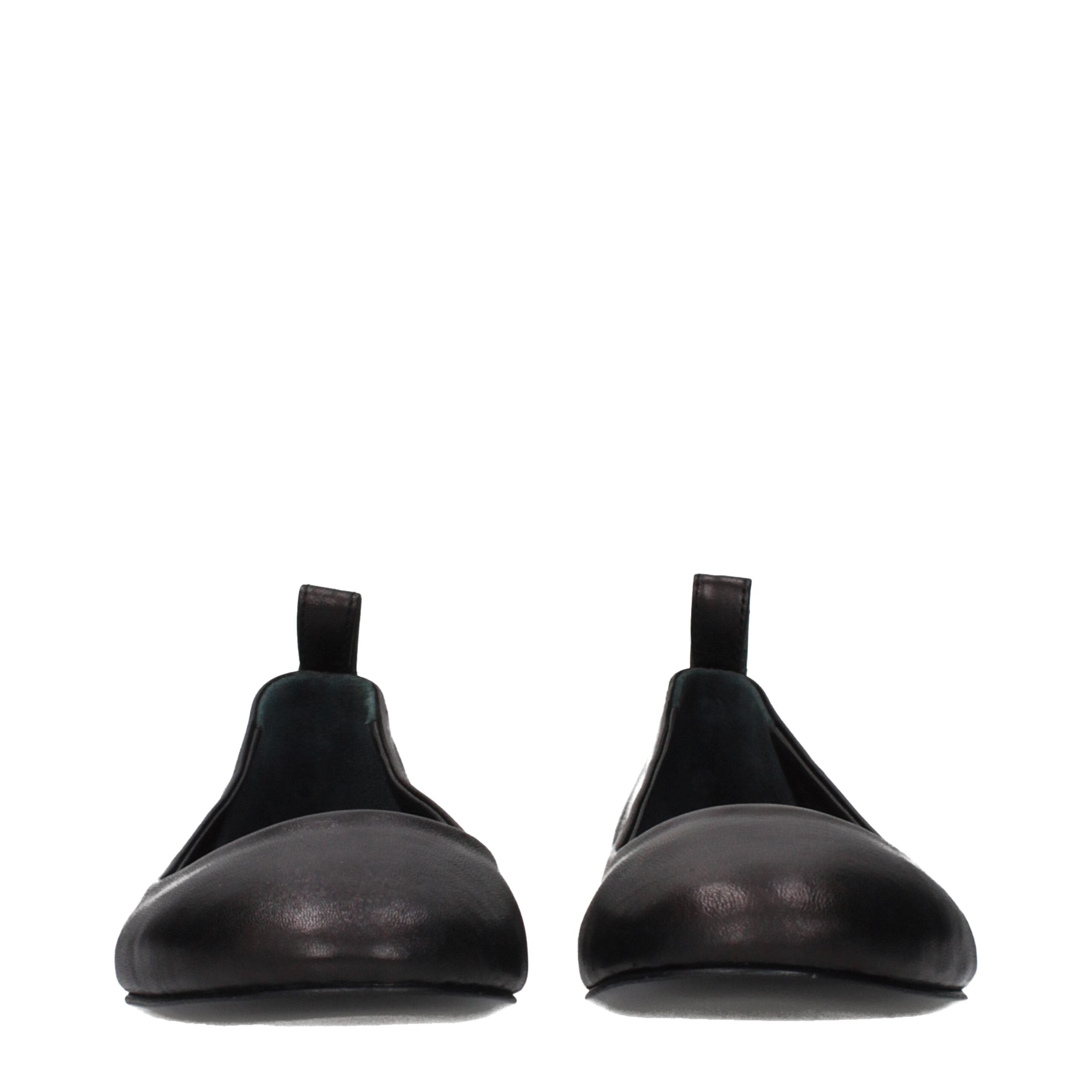 The Attico zwarte kalfsleer elegante balletschoenen