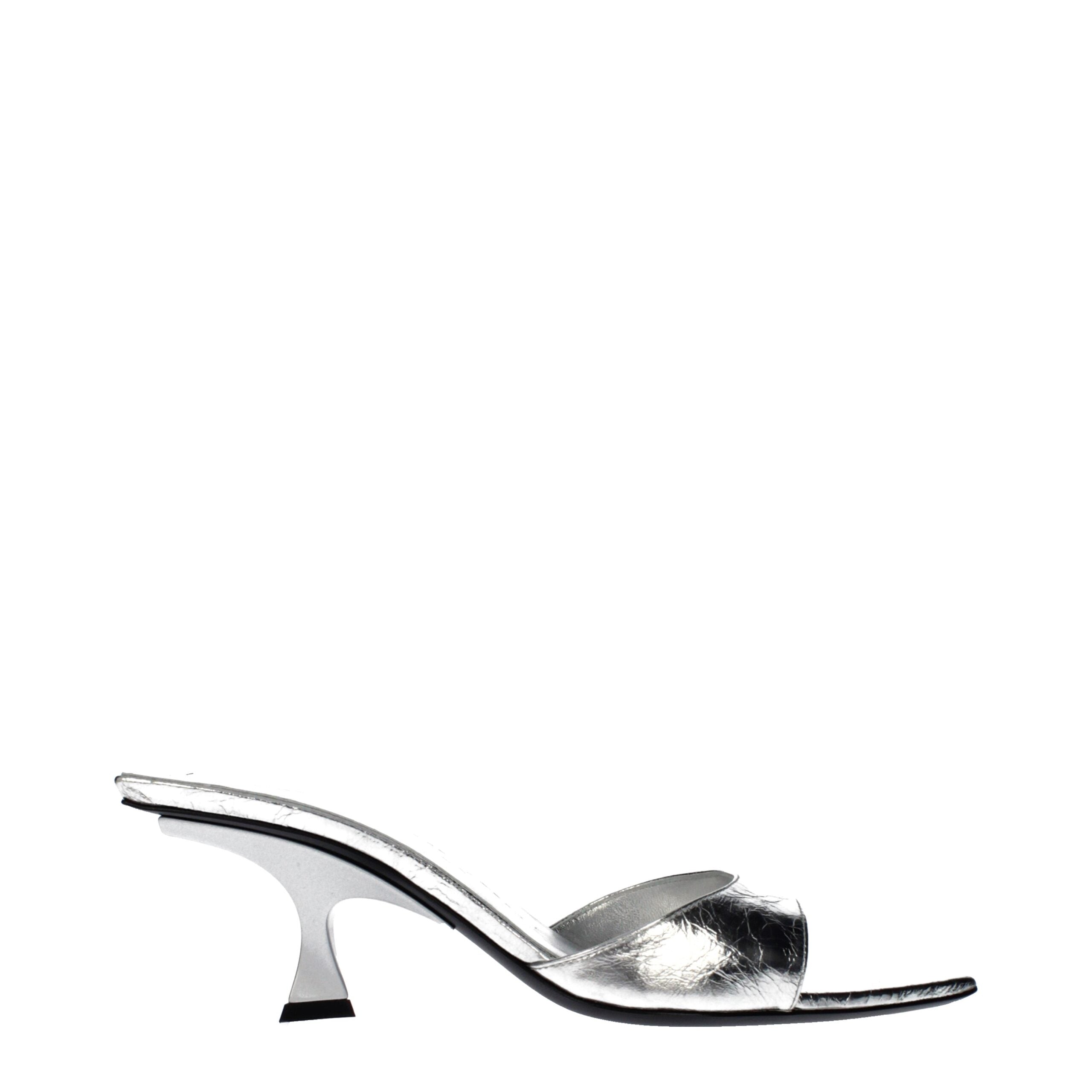 The Attico Grijze Lakleren Sandalen met Vintage Finish