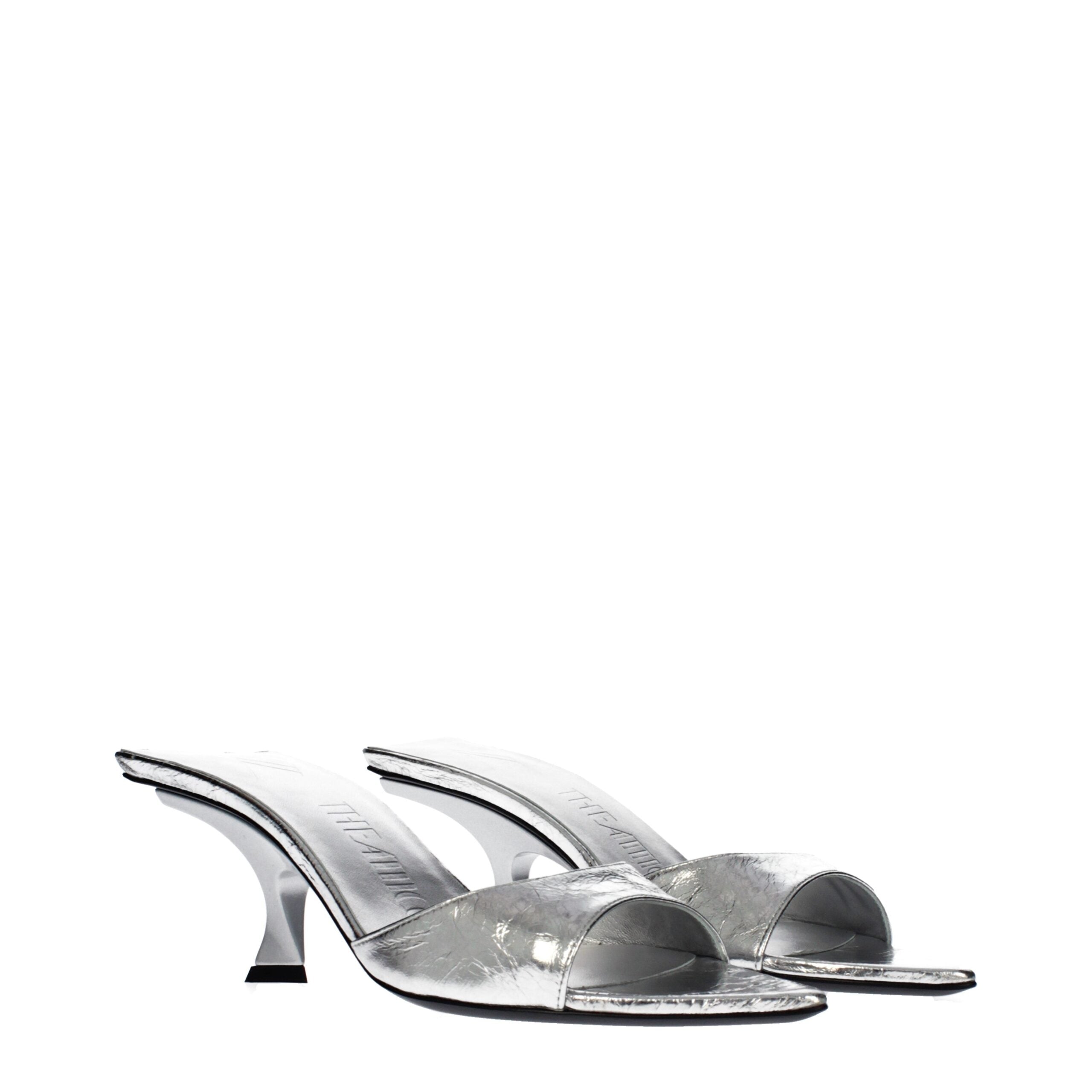 The Attico Grijze Lakleren Sandalen met Vintage Finish