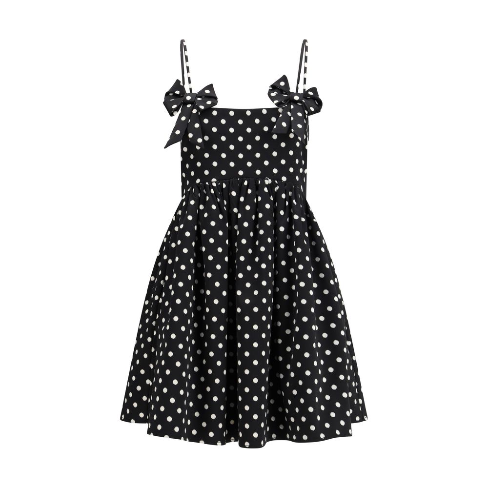 Ganni luxueuze polka-dot satijn elegante mini-jurk