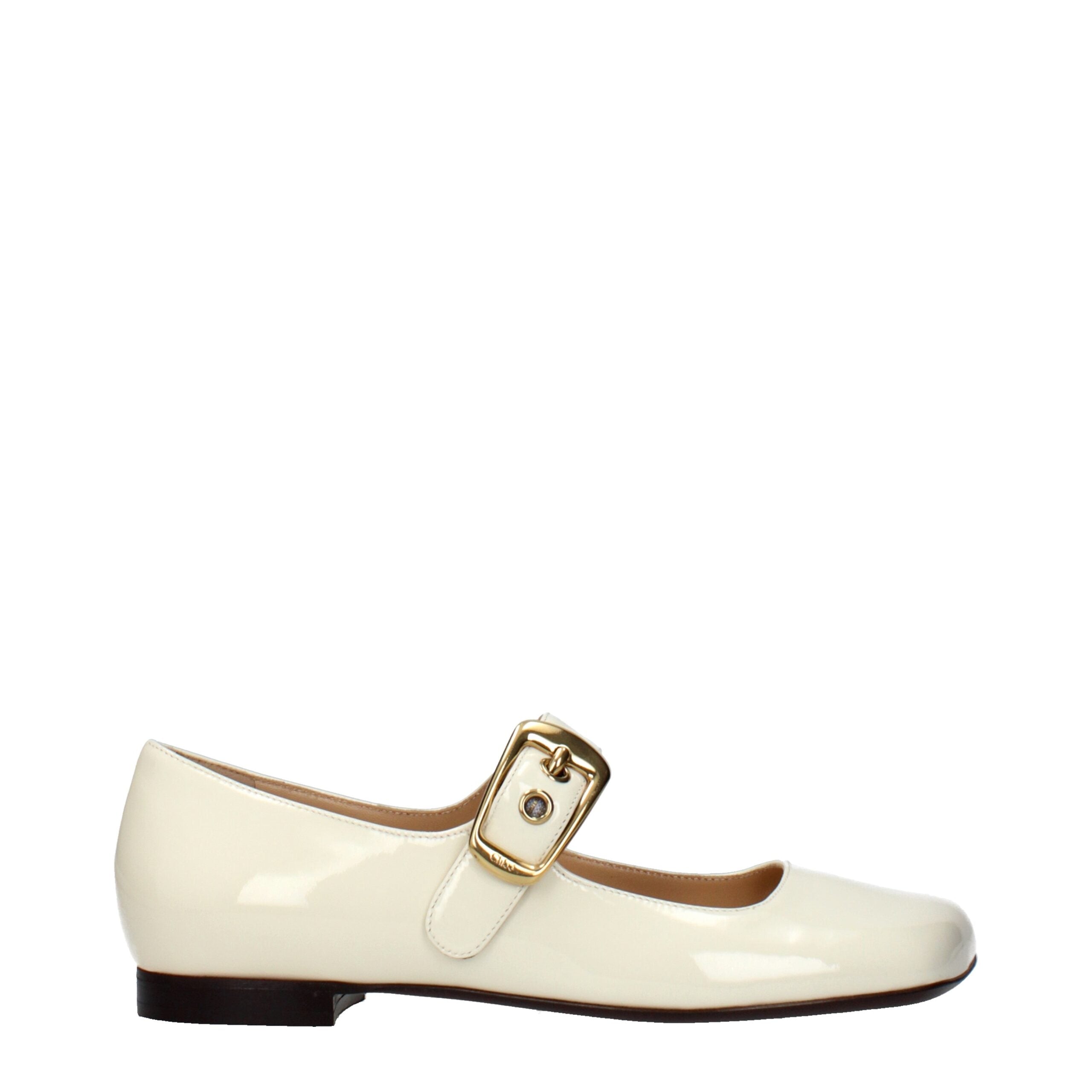 Chloé Beige Patentleren Ballet Flats met Logo Detail