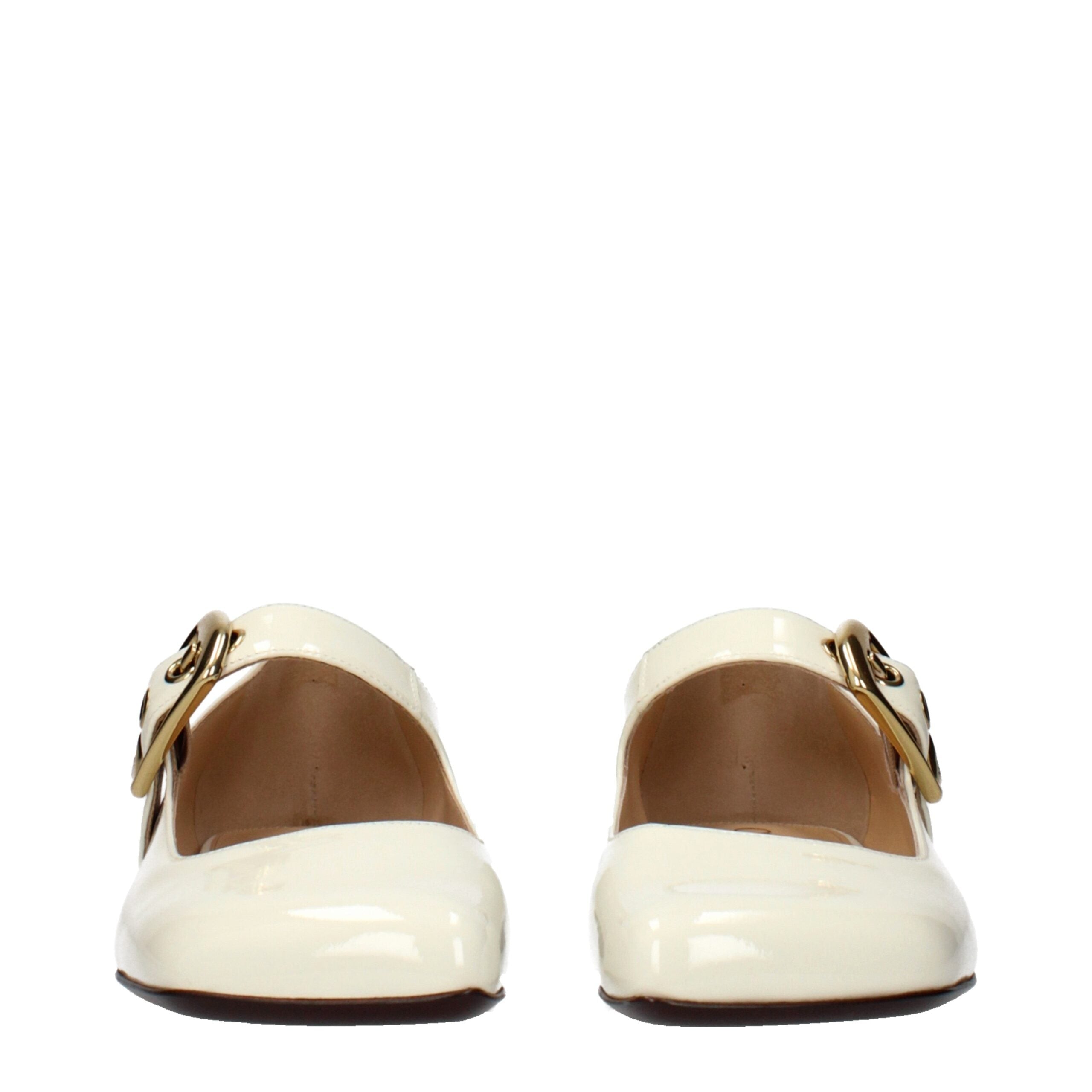 Chloé Beige Patentleren Ballet Flats met Logo Detail