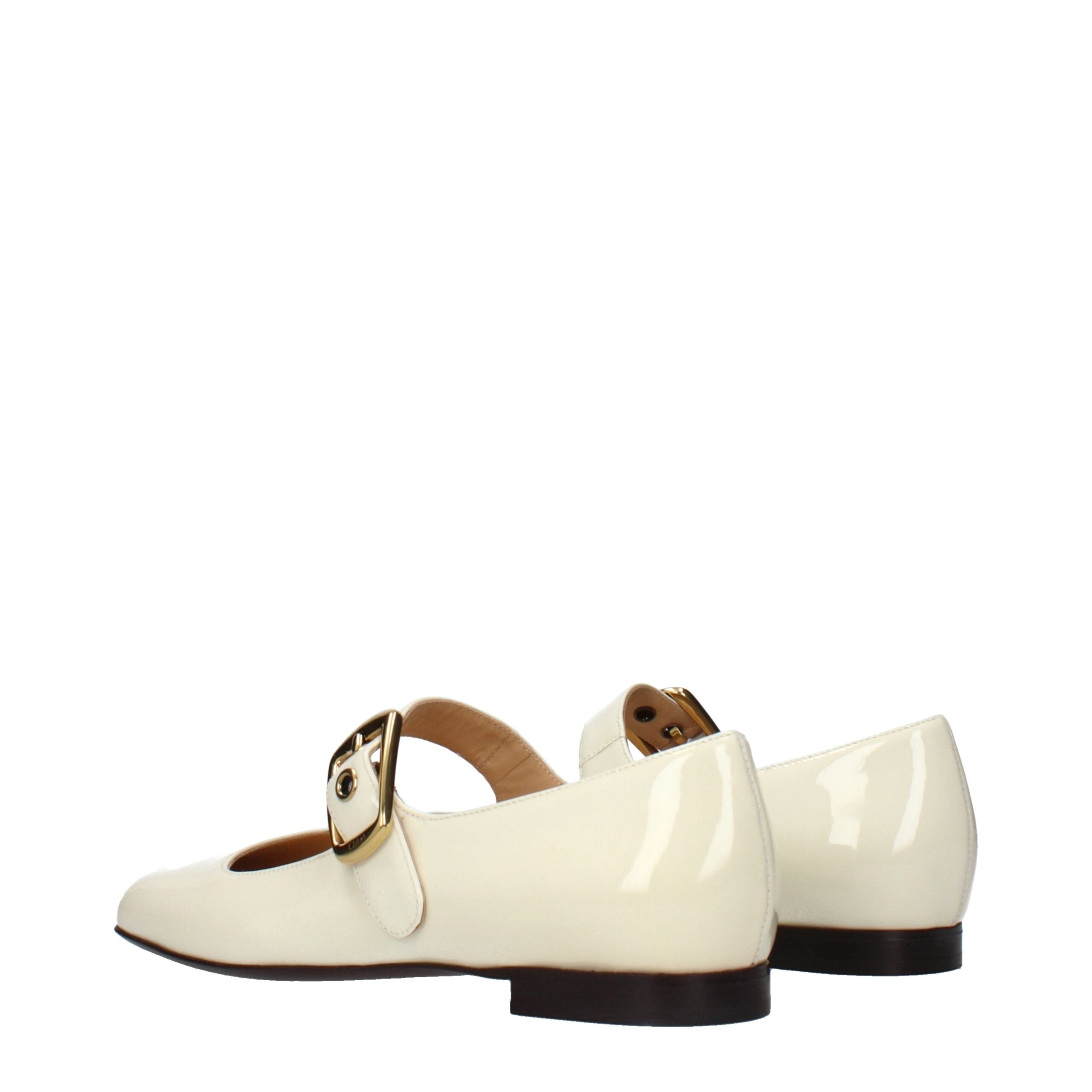 Chloé Beige Patentleren Ballet Flats met Logo Detail
