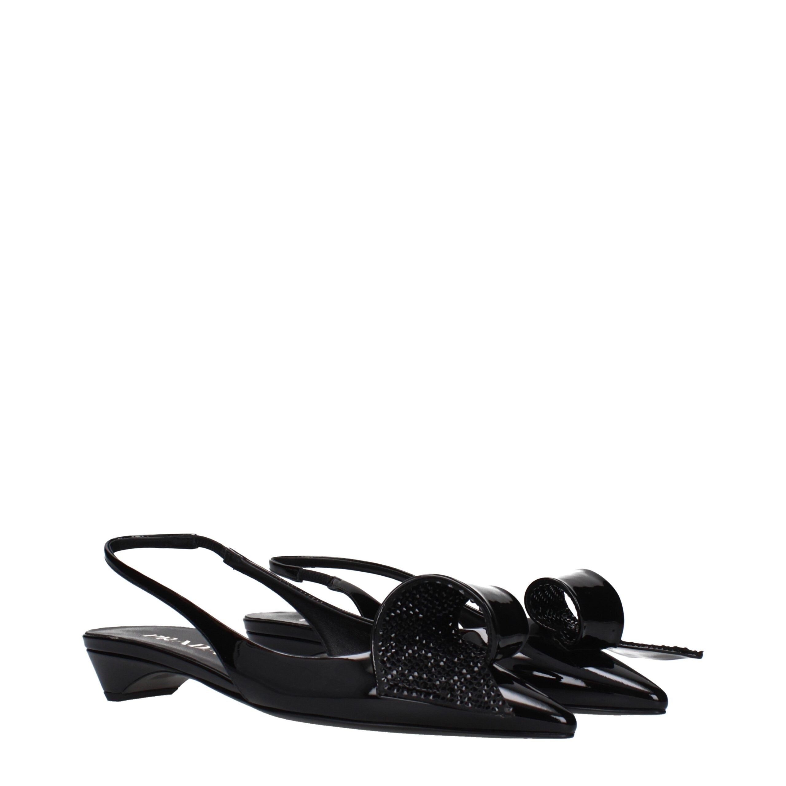 Prada signature patentleer espadrilles sandalen zwart
