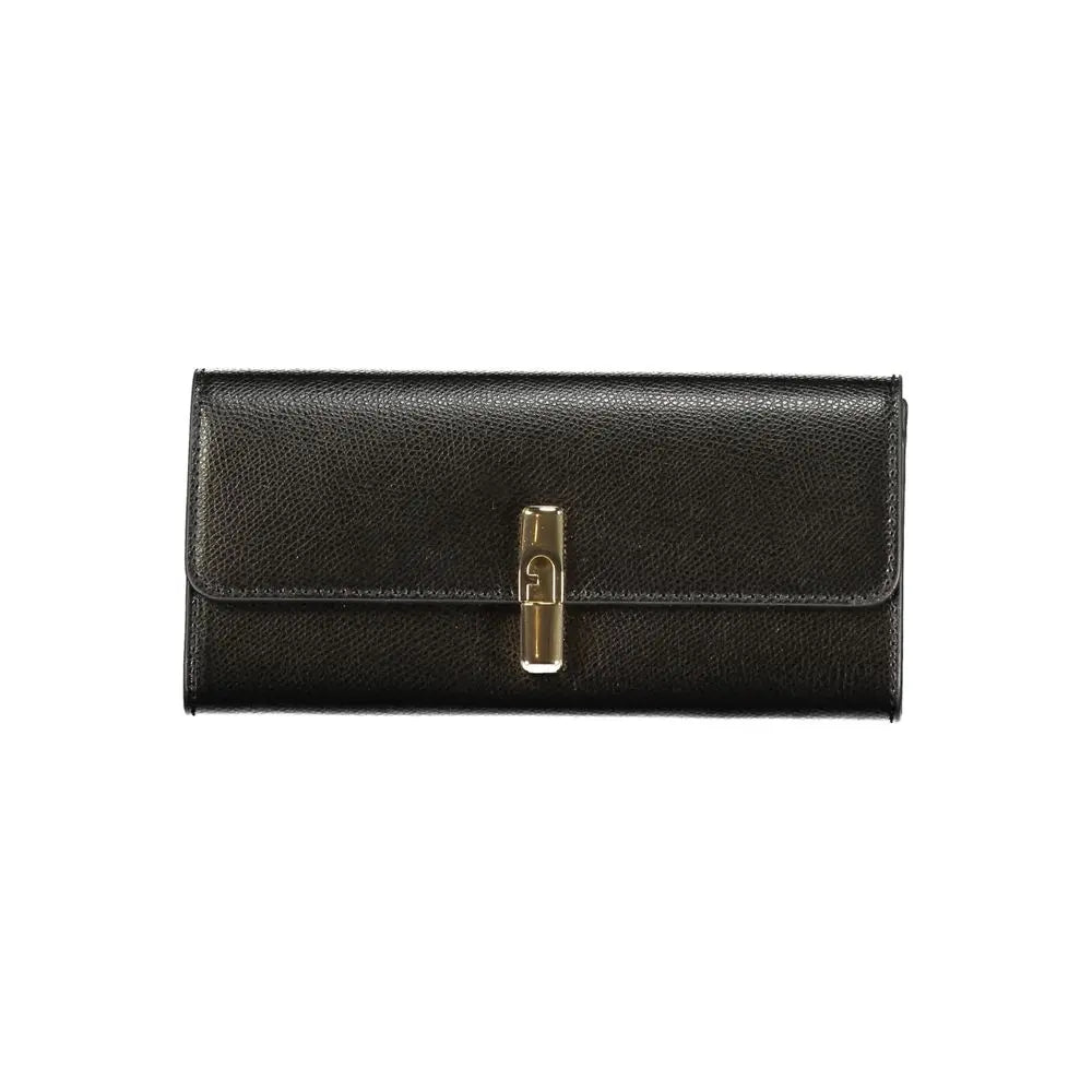 Furla Iride Continental Wallet – Nero Leather with Gold Hardware Furla