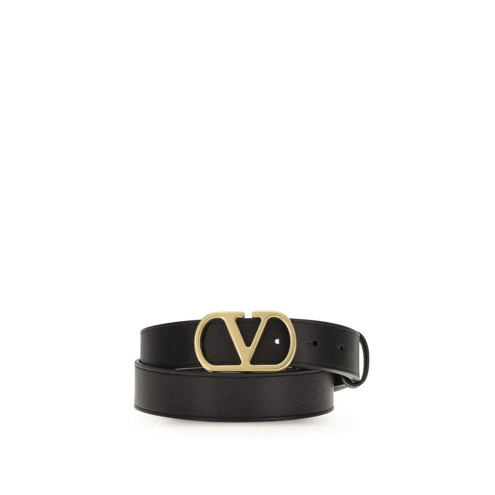 Valentino Garavani Black Calf Leather Bos Taurus Belt Valentino Garavani
