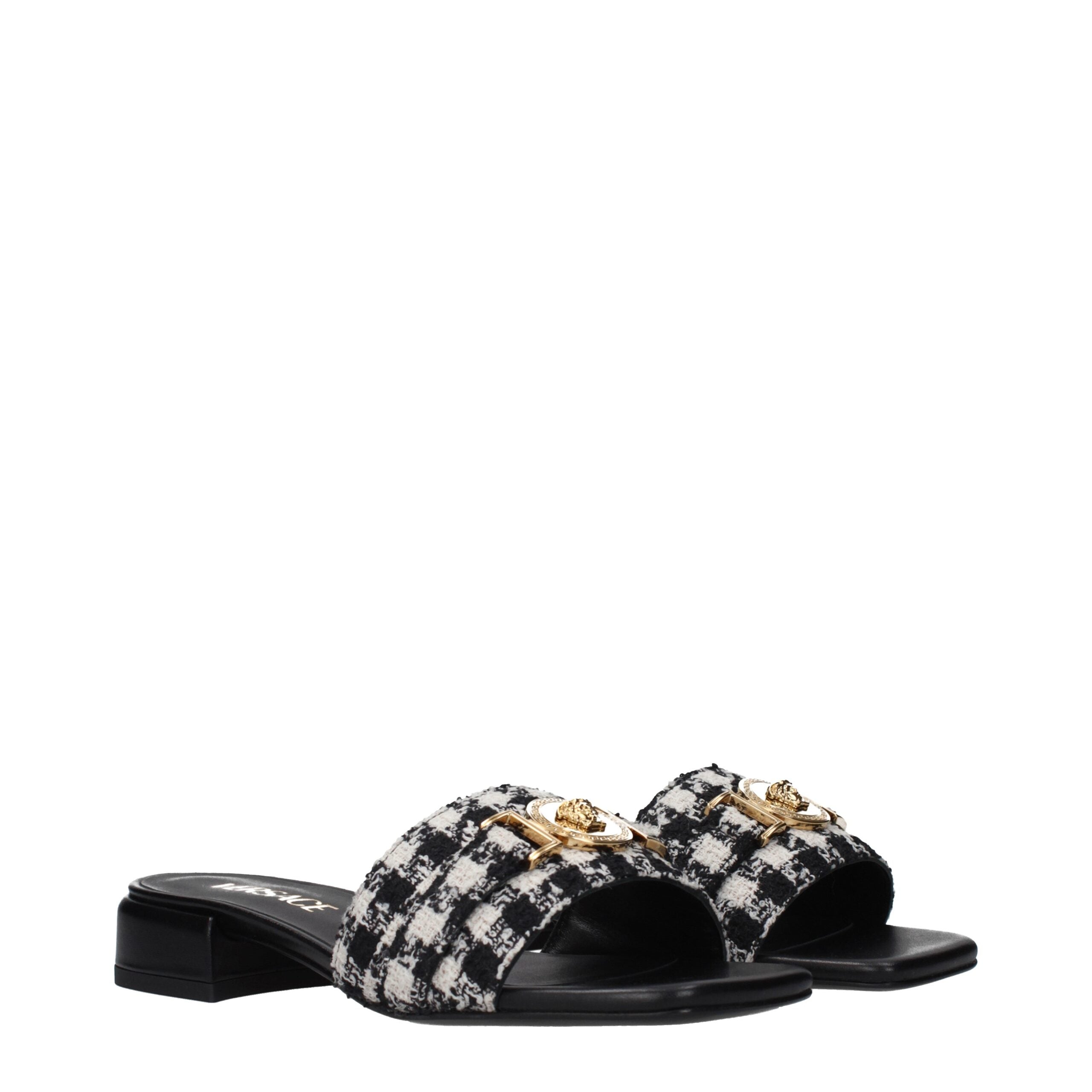 Versace Black Tweed Slippers – Chic Comfort with Iconic Medusa Detail