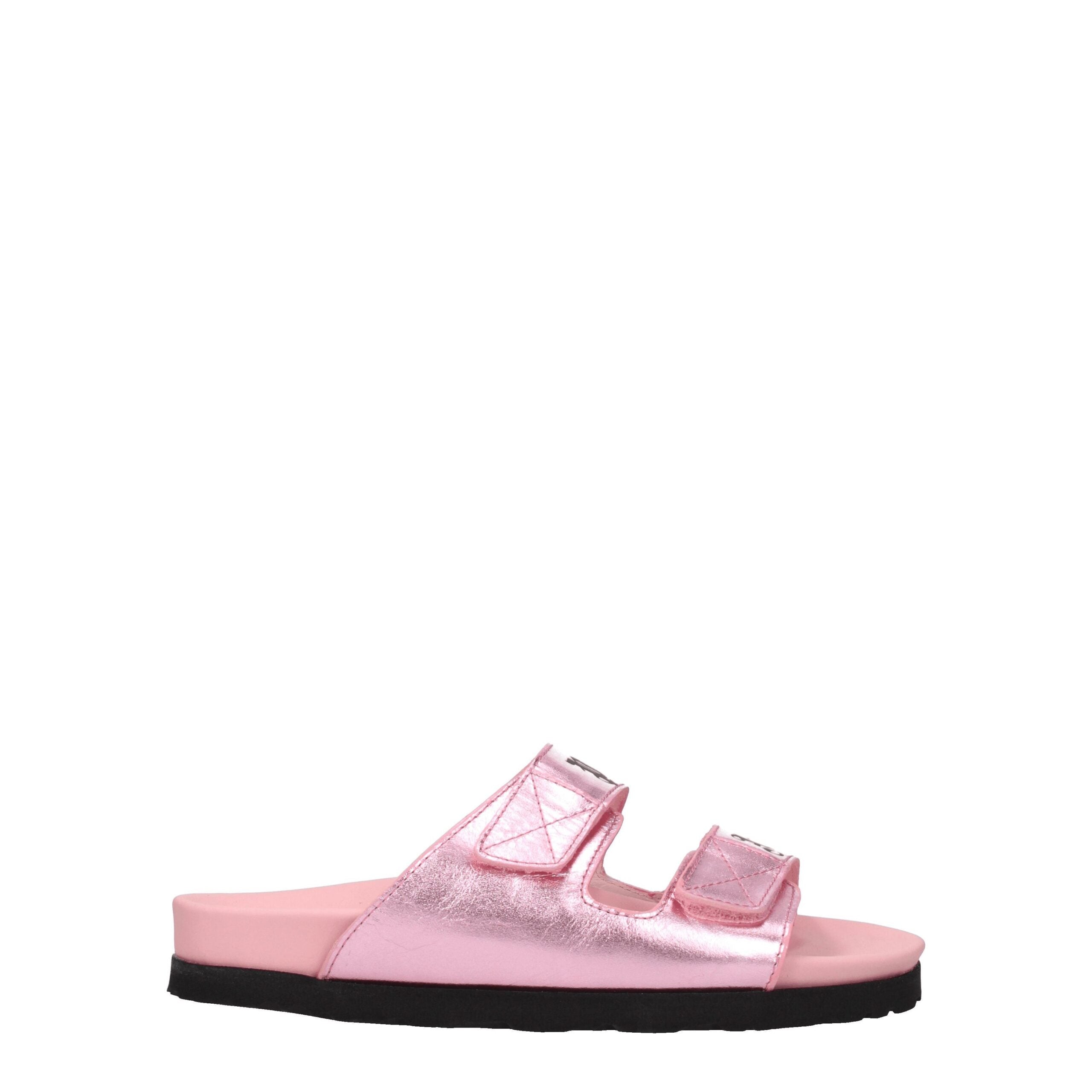 Palm Angels Pink Leather Slippers Palm Angels