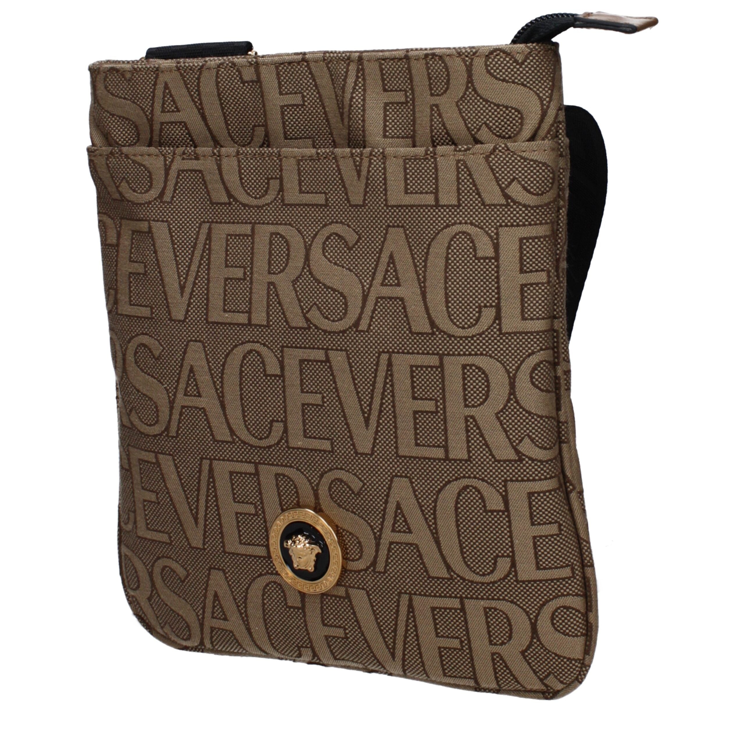 Versace Beige La Greca Fabric Crossbody Bag