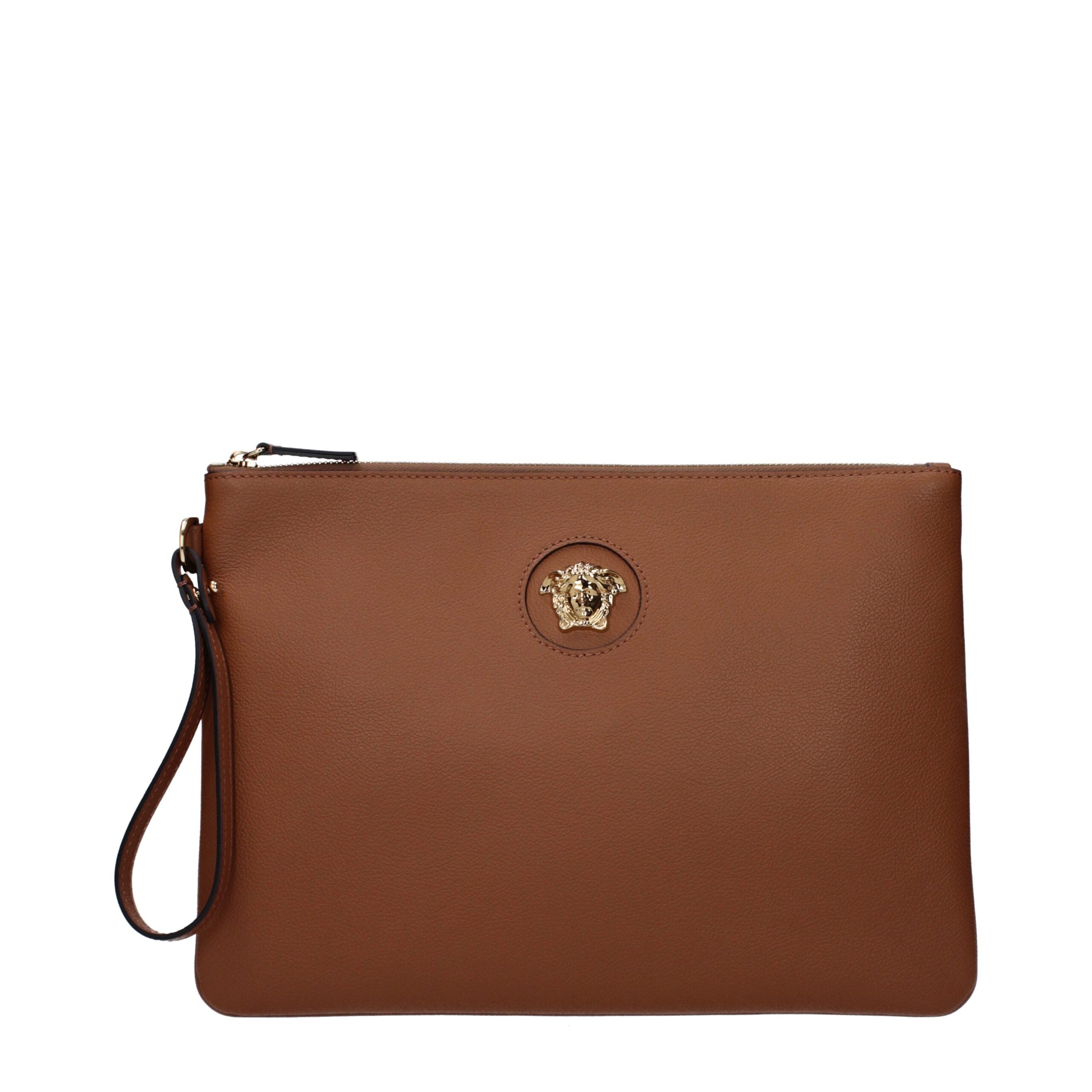 Versace Brown Leather Clutch – Refined Minimalism with a Modern Edge