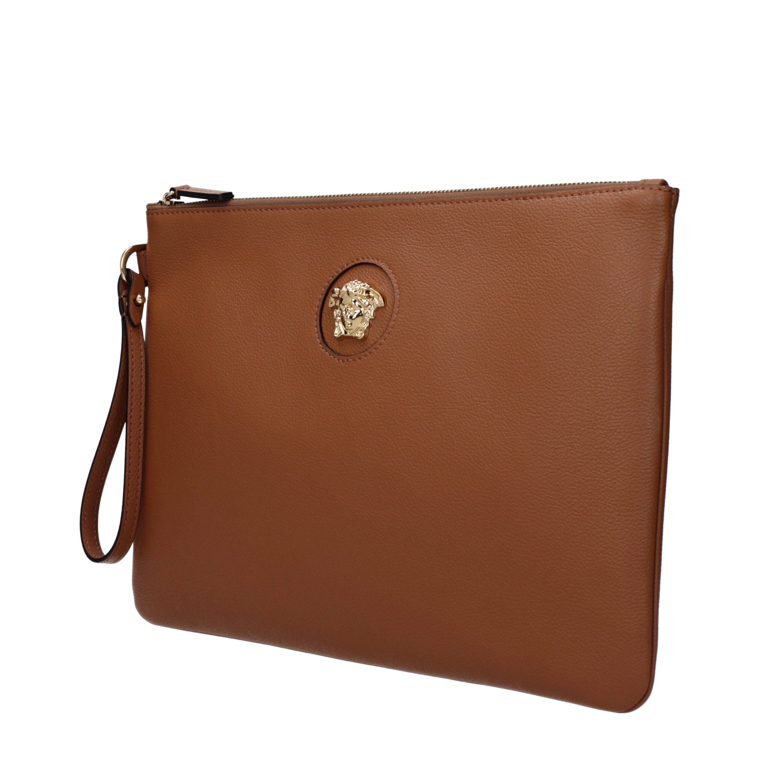 Versace Brown Leather Clutch – Refined Minimalism with a Modern Edge