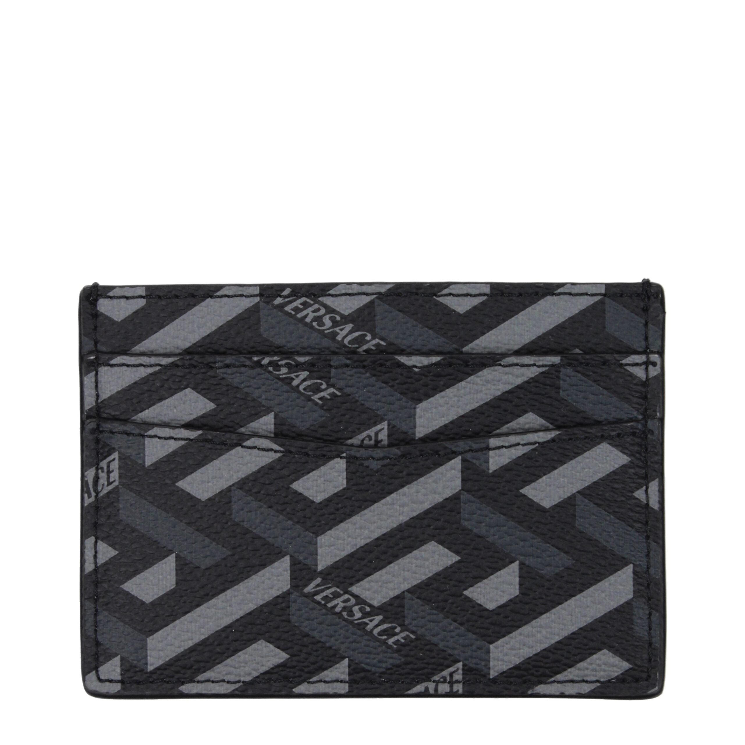 Versace La Greca Black Fabric Cardholder