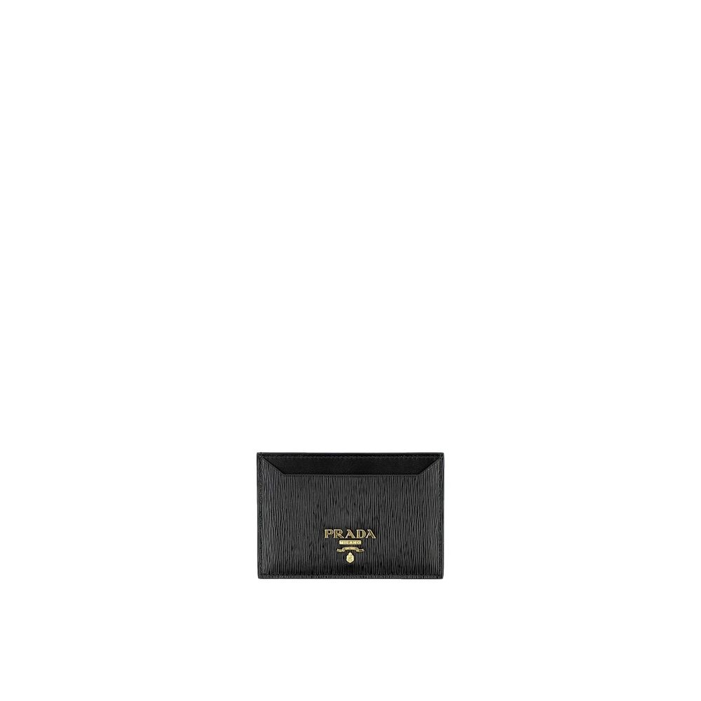 Prada Donkerzwart Kalfsleer Subtiel Logo Portemonnee