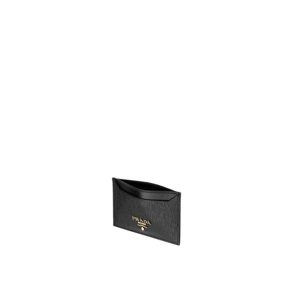 Prada Donkerzwart Kalfsleer Subtiel Logo Portemonnee