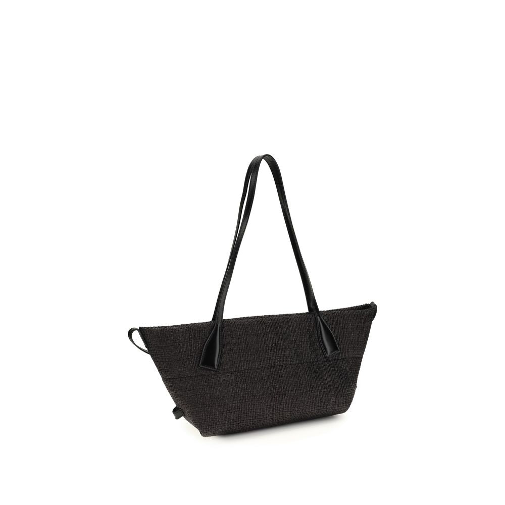 Balmain Raffia Track Calfskin Shoulder Bag