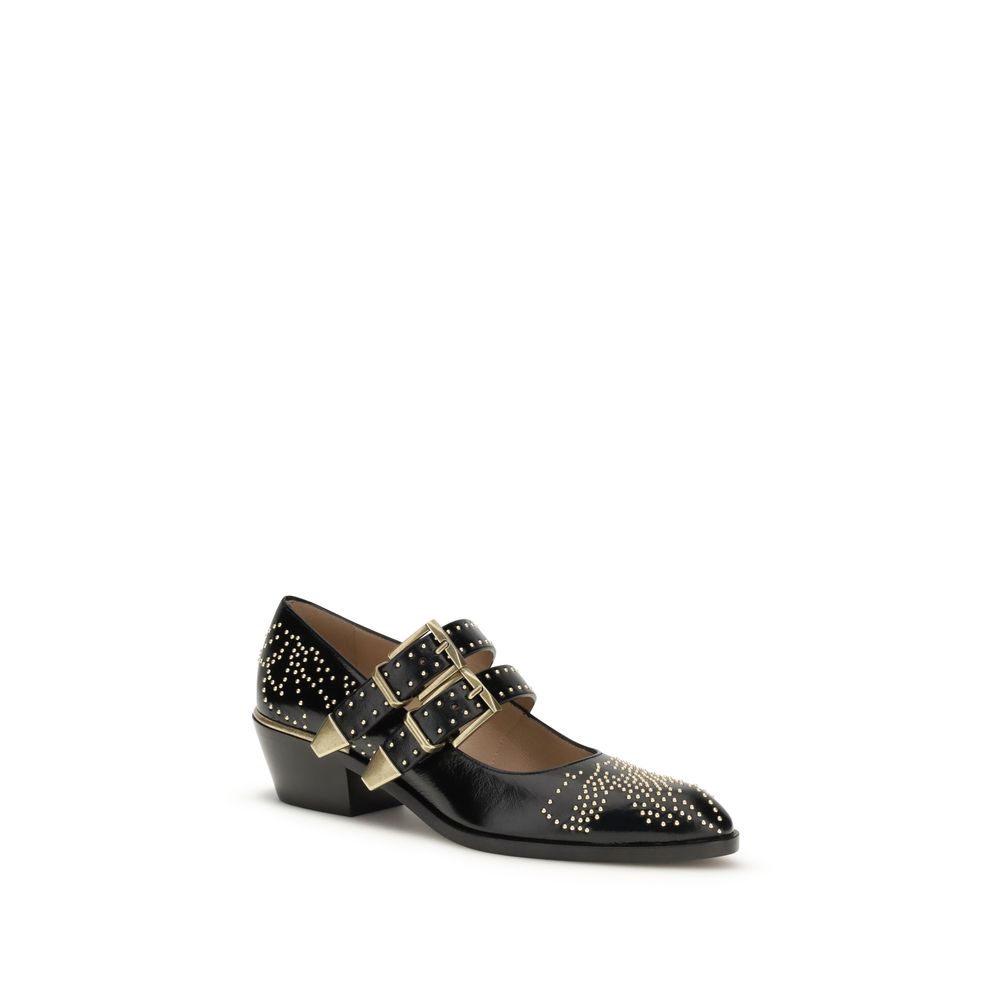 Chloé Black Calf Leather Bos Taurus Ballet Flats Chloé