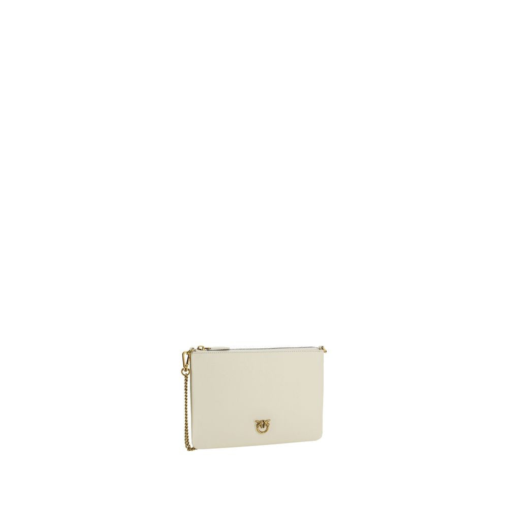 Pinko Cream Calfskin Shoulder Clutch