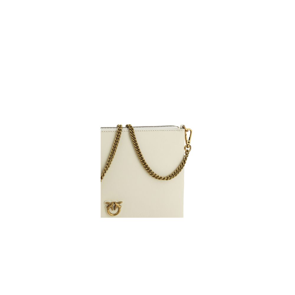 Pinko Cream Calfskin Shoulder Clutch