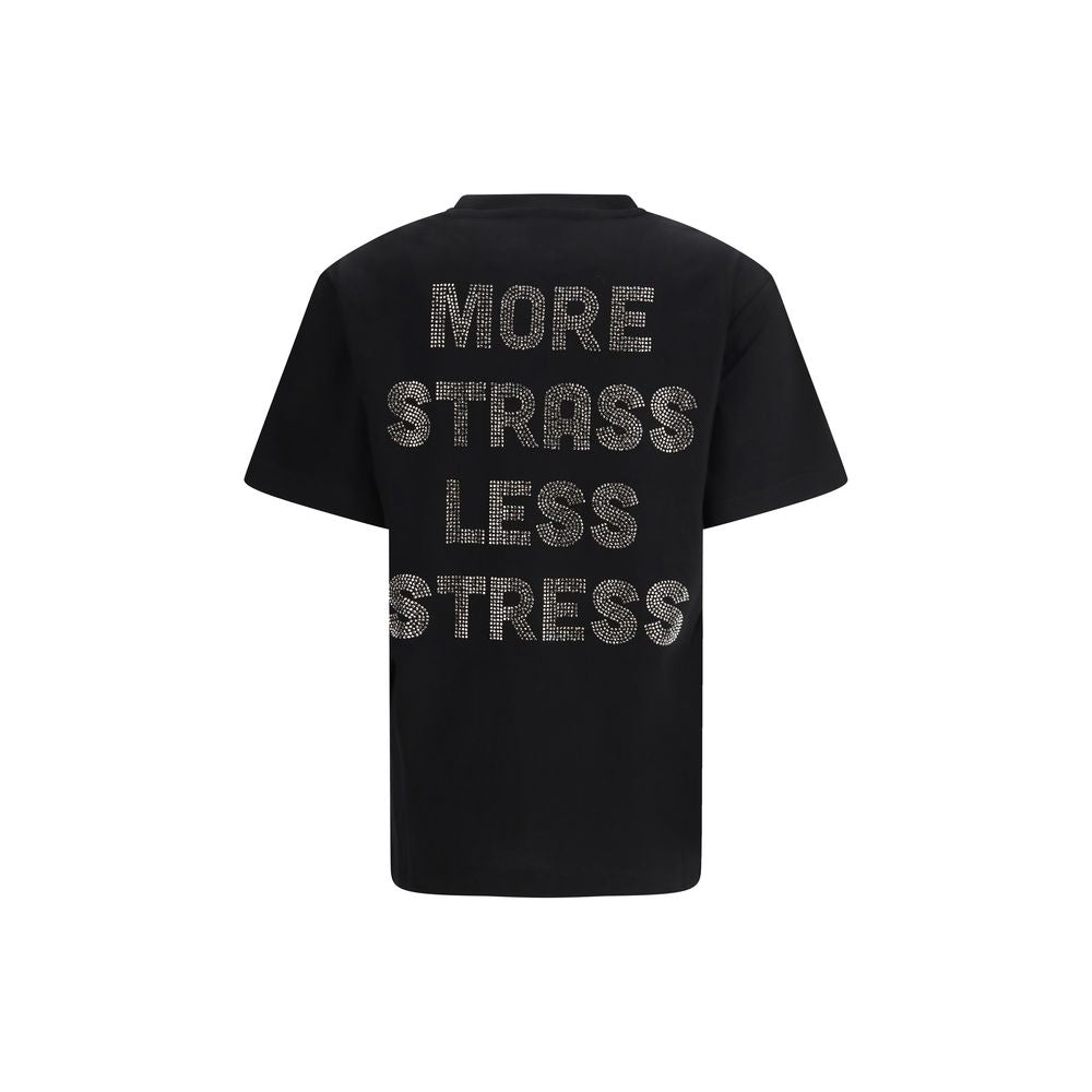 Pinko Black Cotton Rhinestone T-Shirt