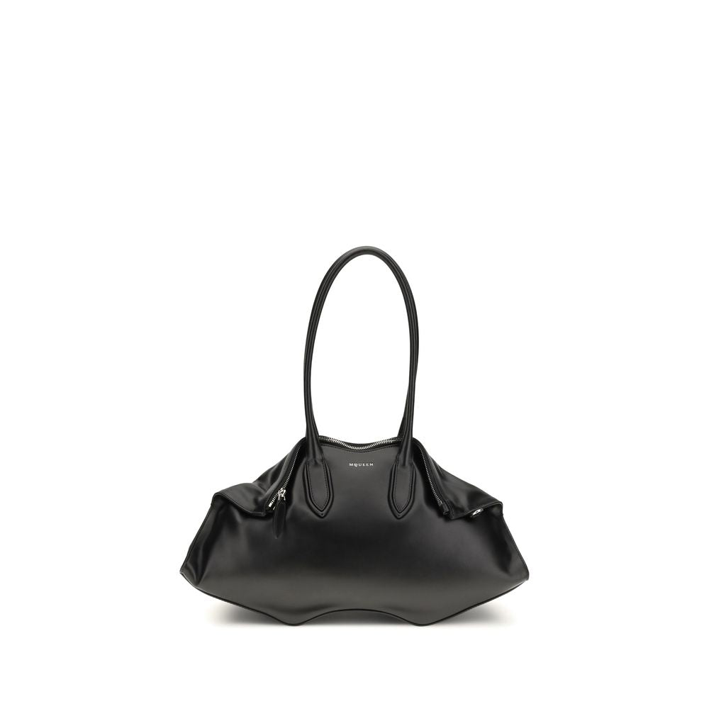 Alexander McQueen Manta Schoudertas in Zwart Kalfsleder