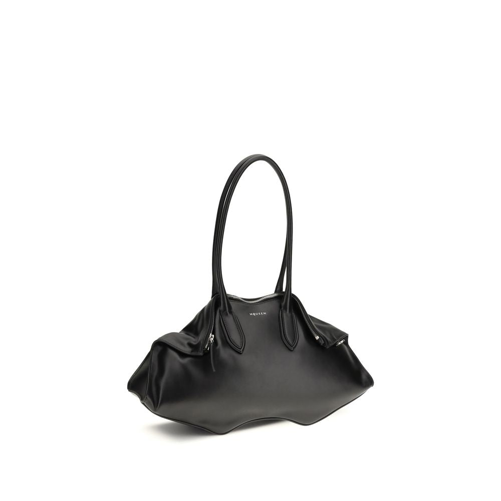 Alexander McQueen Manta Schoudertas in Zwart Kalfsleder