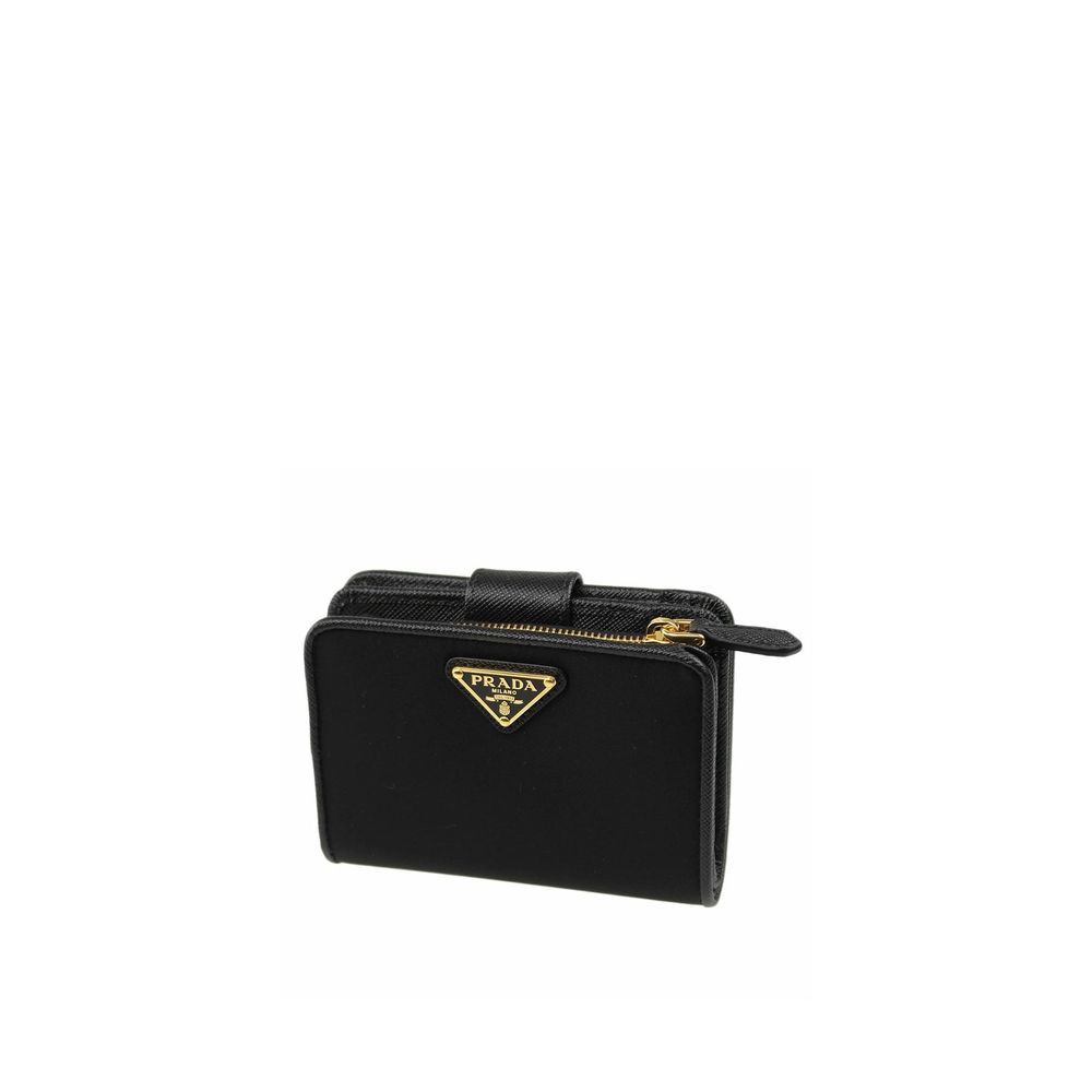 Prada driehoeklogo nylon lederdetail elegante portemonnee