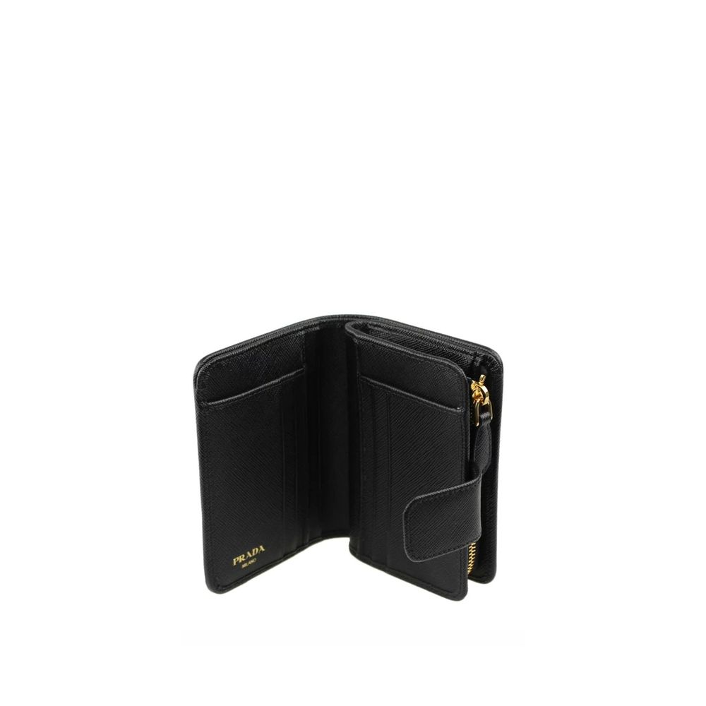 Prada driehoeklogo nylon lederdetail elegante portemonnee