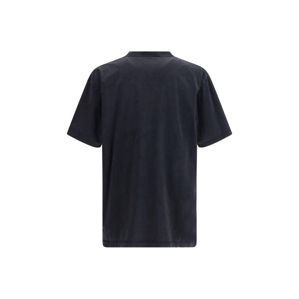 Balenciaga Twisted Cotton T Shirt in Zwart met Tonale Geborduurd Logo