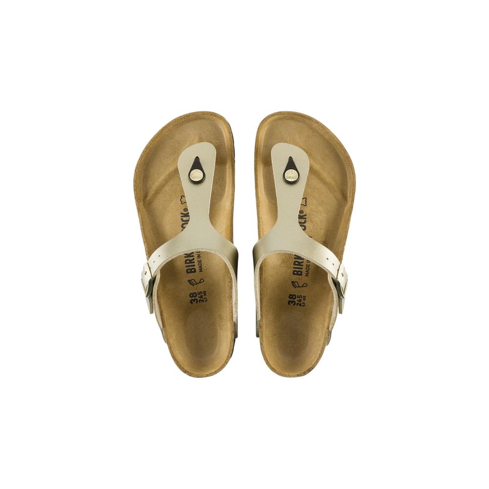 Birkenstock gizeh sandalen goudkleurig synthetisch leer