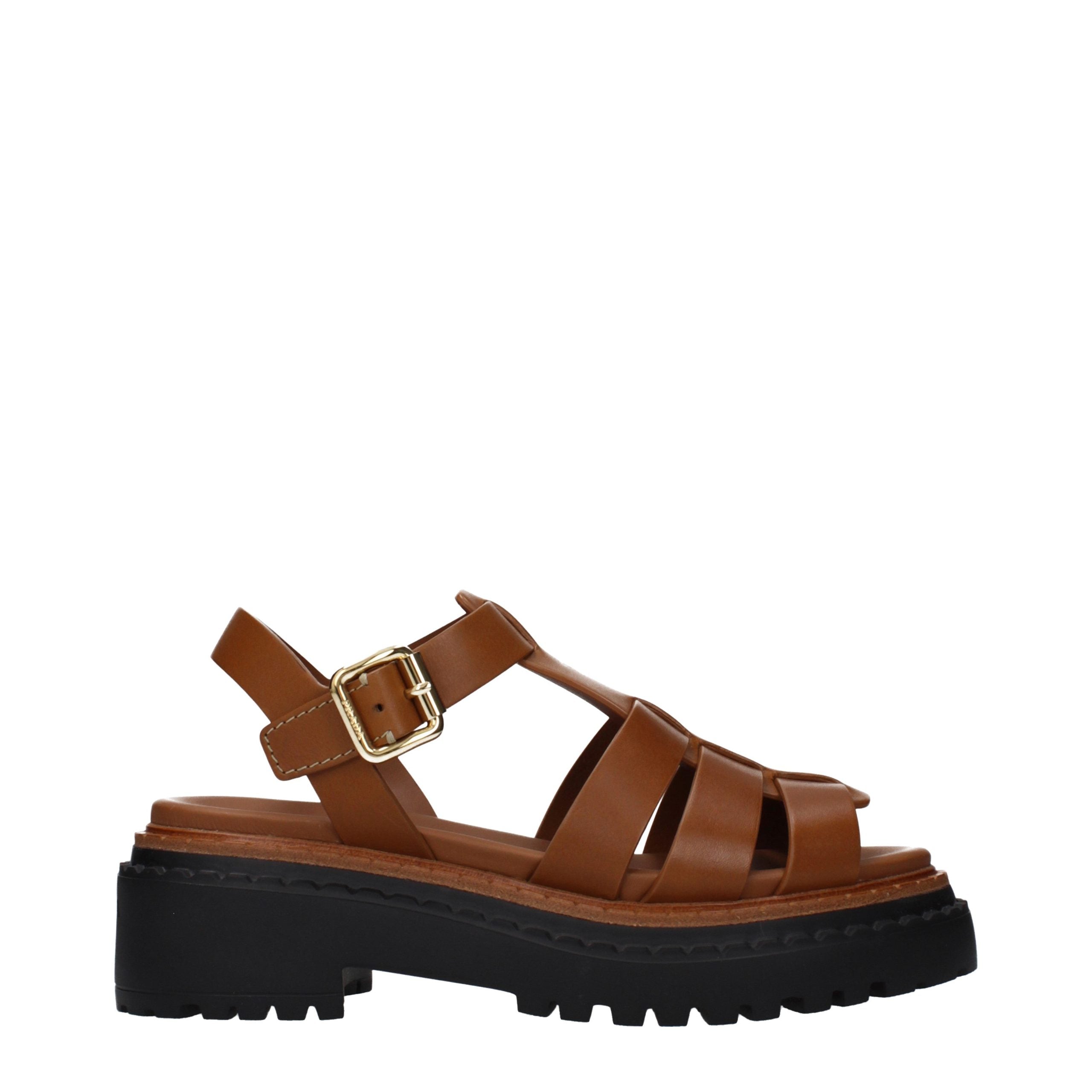 Prada platform signatuur lederachtig patina sandalen