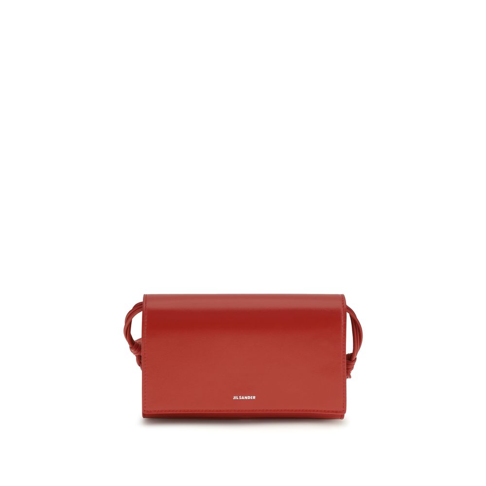 Jil Sander black microtangle crossbody portefeuille