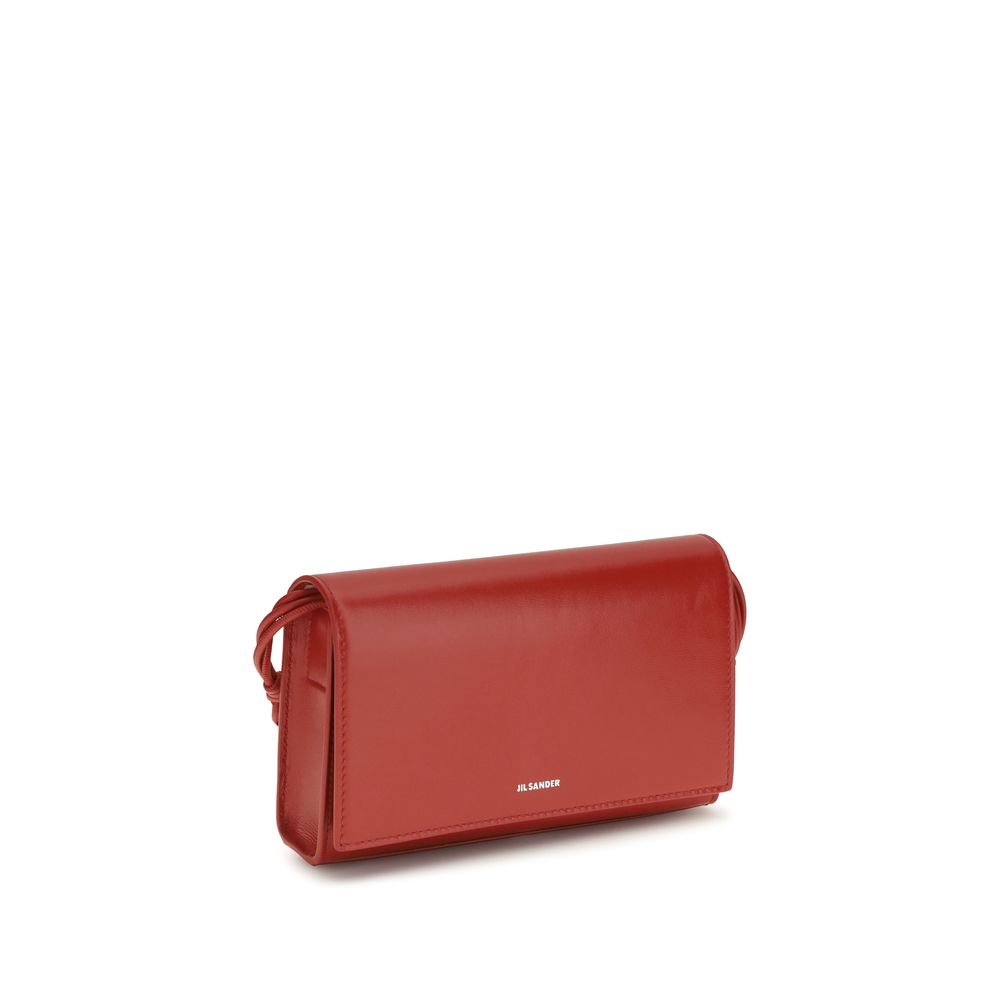 Jil Sander black microtangle crossbody portefeuille