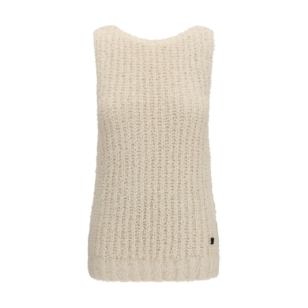 Balmain parisian-edition logo-detail beige sleeveless vest