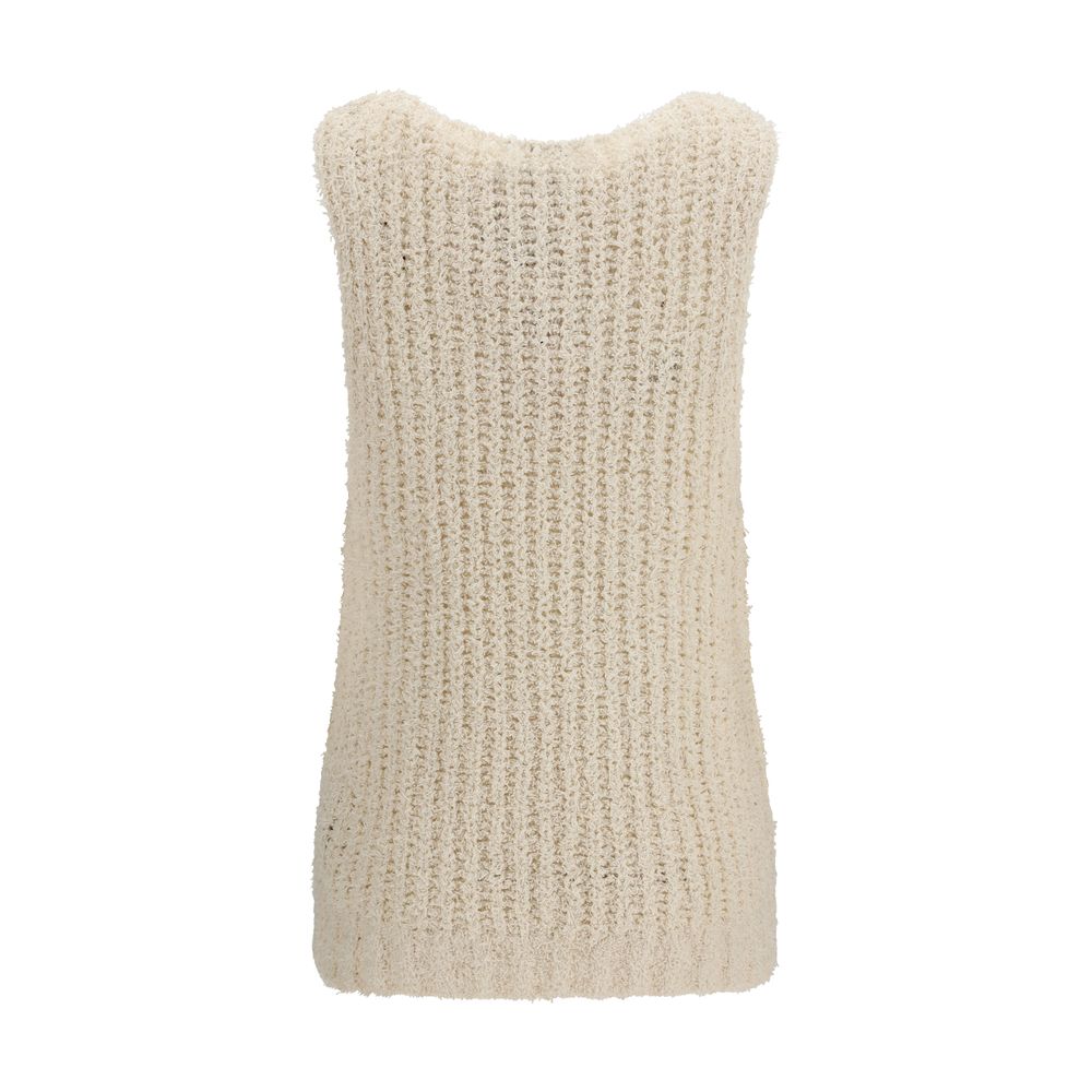 Balmain parisian-edition logo-detail beige sleeveless vest