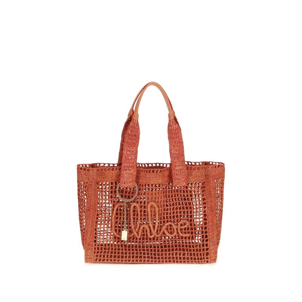Chloé East-West Summer Banana Tote Bag Raffia Multicolor