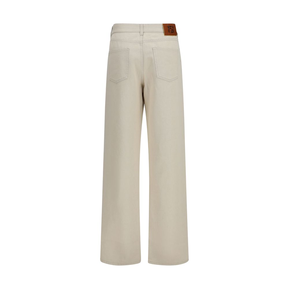 Fendi ff reverse high-waisted-tailored-elongated wide-leg jeans