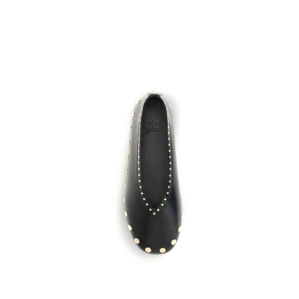 Ganni jenny ballerinas goudkleurige studs signature