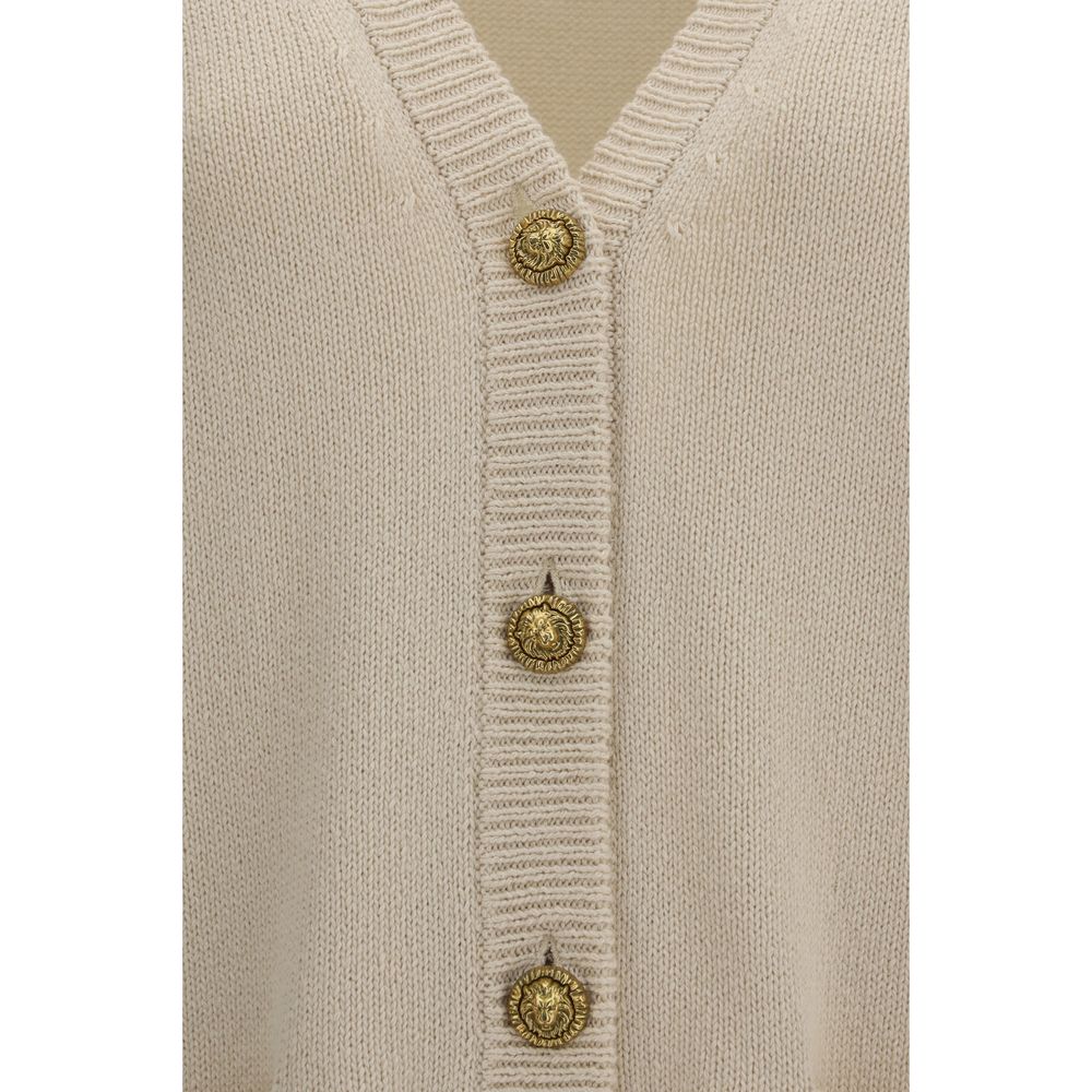 Balmain beige katoenen cardigan met drukknoopsluiting