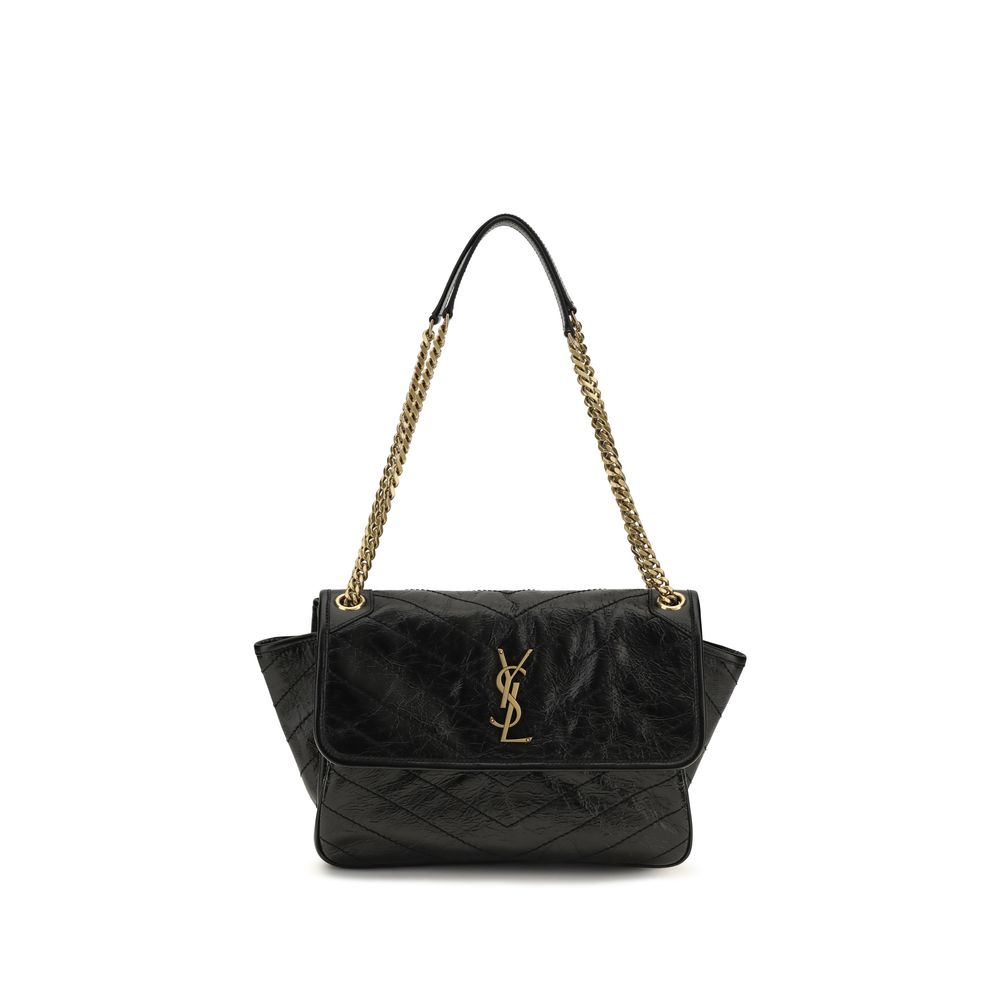 Saint Laurent niki schoudertas donkerzwart kalfsleder