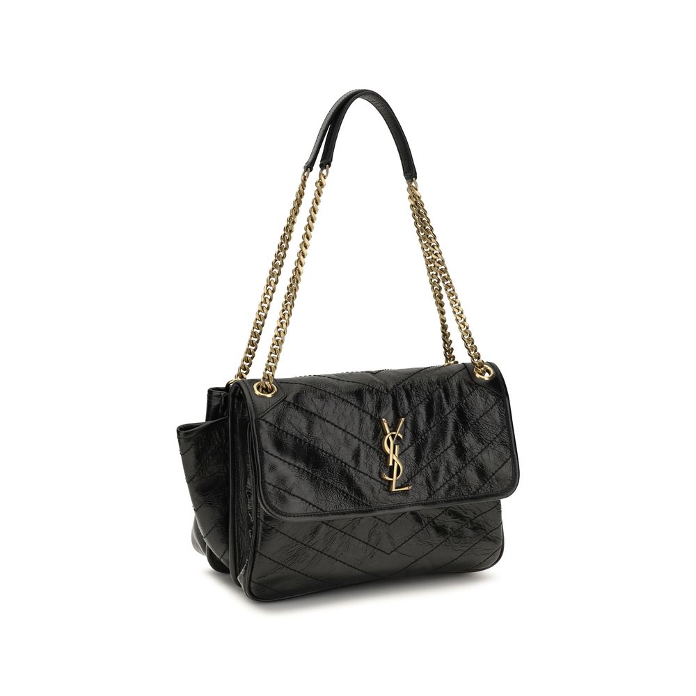 Saint Laurent niki schoudertas donkerzwart kalfsleder
