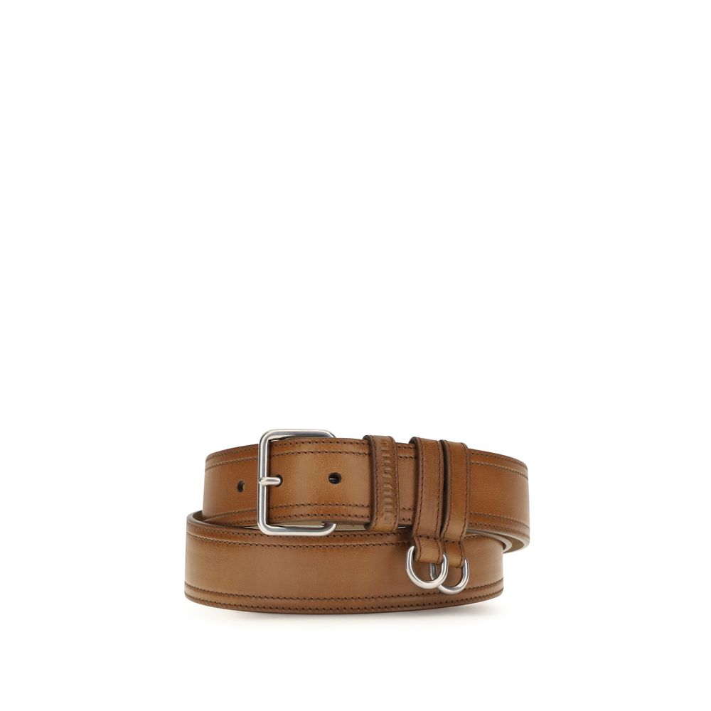 Miu Miu browncalfleather taurus modernistische belt