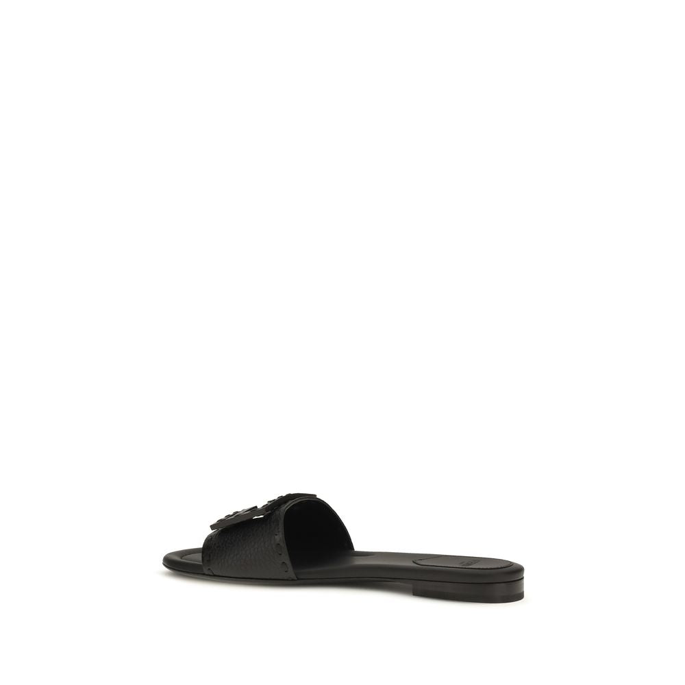 Fendi bos taurus calfskin flat sandals