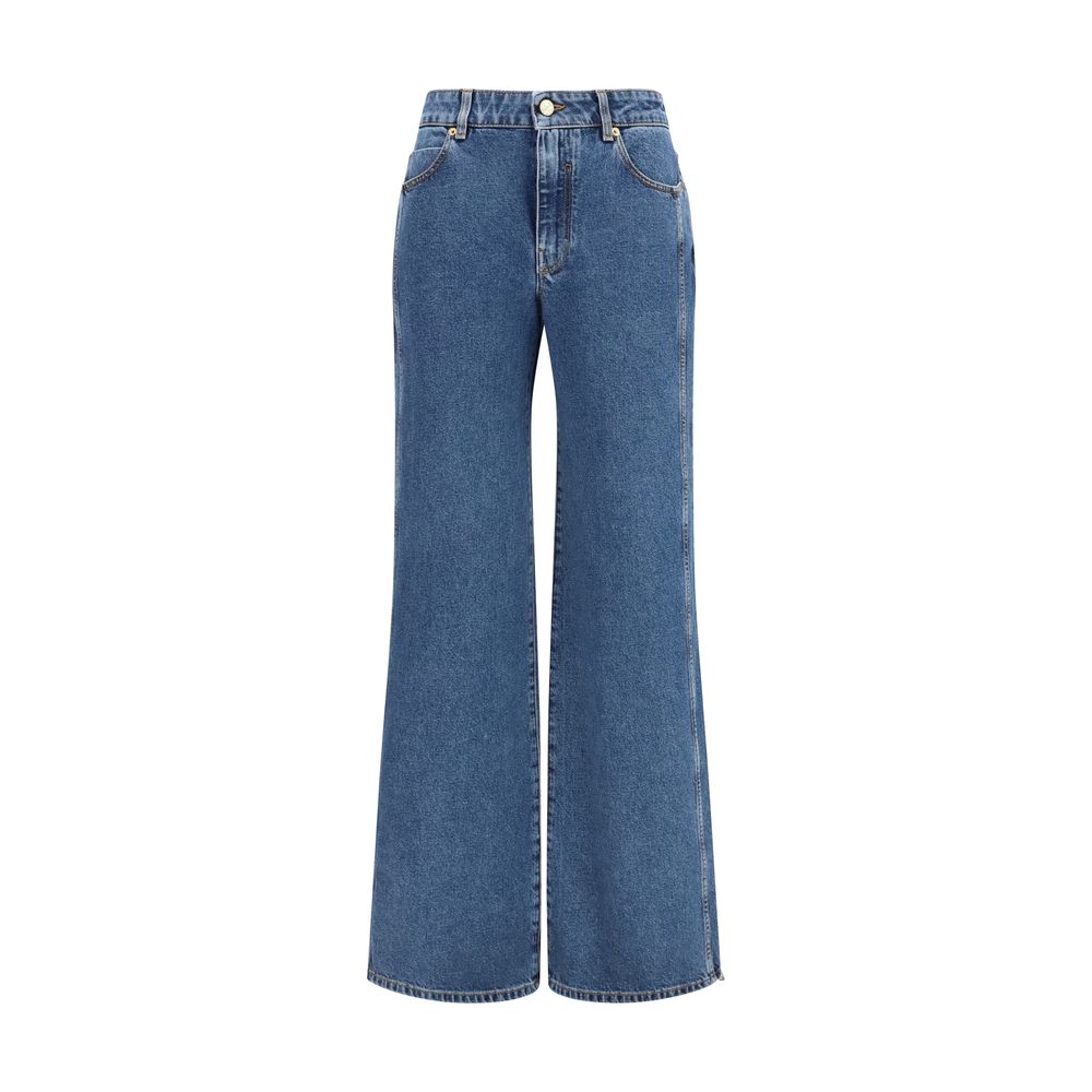 Balmain Straight Wide-Leg Jeans Donkerblauw Denim
