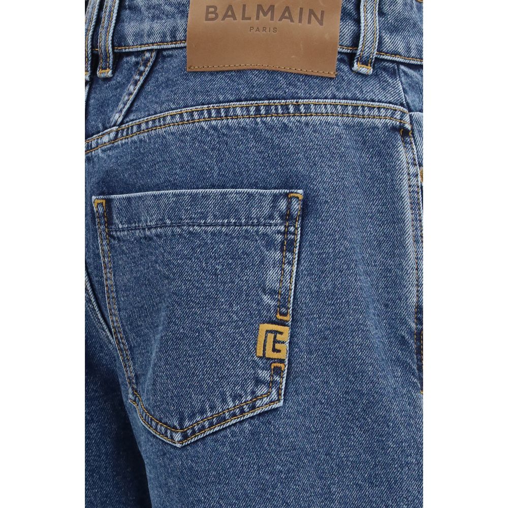 Balmain Straight Wide-Leg Jeans Donkerblauw Denim